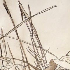 "Vento nell'erba" Abitato da umani, disegno a inchiostro cinese e lavatura su carta