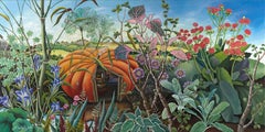 "My Home", Pumpkin House in the Garden Naive/Primitivist Acrylic Painting