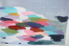 "Unpredictable Chiaroscuro", Blue Rose Grey White Green Abstract Oil Painting