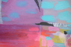 "Remains of Oblivion", Pink Red Light Green Pattern Abstract Oil Painting