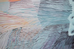 "Secret Silence", Pink Orange Grey Pattern Abstract Oil Painting