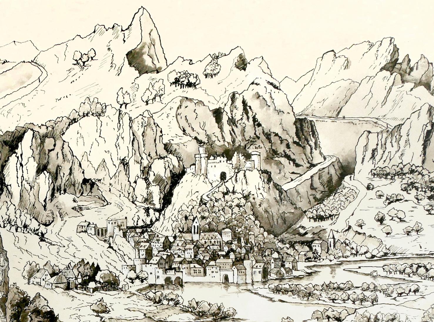 castle landscape drawing