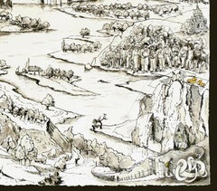 "The Gate", to Interior Castle Pigment & Chinese Ink Large Landscape Drawing