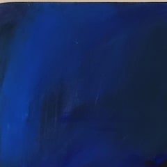 Peinture à l'huile expressionniste abstraite « Of Energy & Fire »:: paysage de ciel bleu