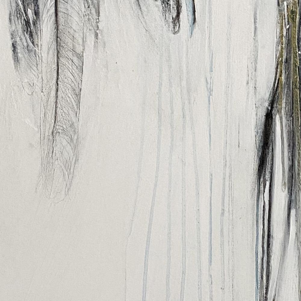 Abstrakt-expressionistisches Gemälde „ Of Rose & Flight“, Weiß, Ozeanblau, Gold – Painting von Annie Tremsal