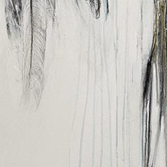 « Of Rose & Flight », blanc, bleu océan, peinture expressionniste abstraite dorée