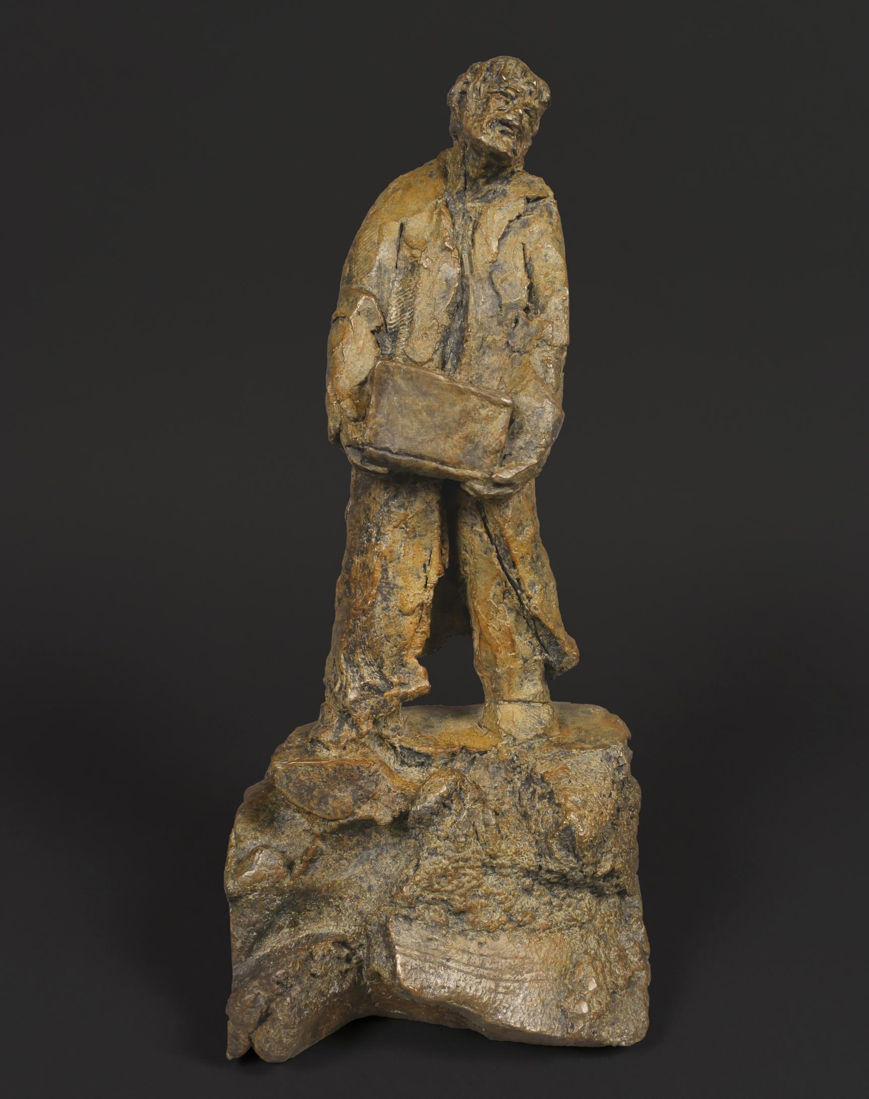 Frank Girard Figurative Art - "The Witness", Man Rooted on the Earth Looking Toward Horizon, Bronze Sculpture