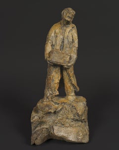 "The Witness", Man Rooted on the Earth Looking Toward Horizon, Bronze Sculpture