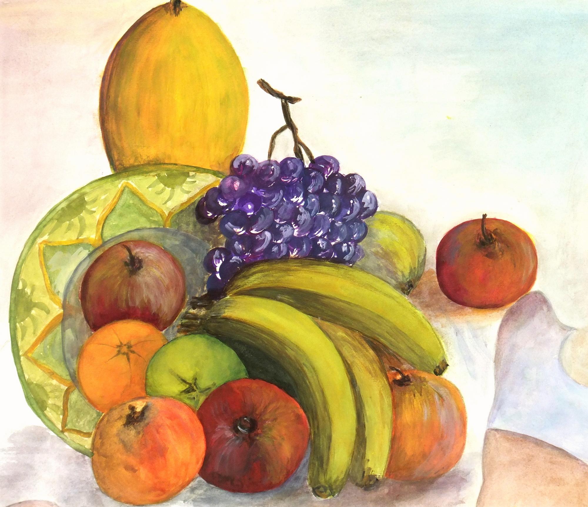 Fruit Plate Still Life Watercolor