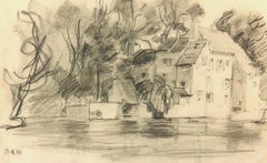 Vintage Pencil Landscape - The Old Mill