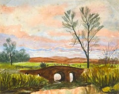 English Countryside Landscape - Bridge at Dusk