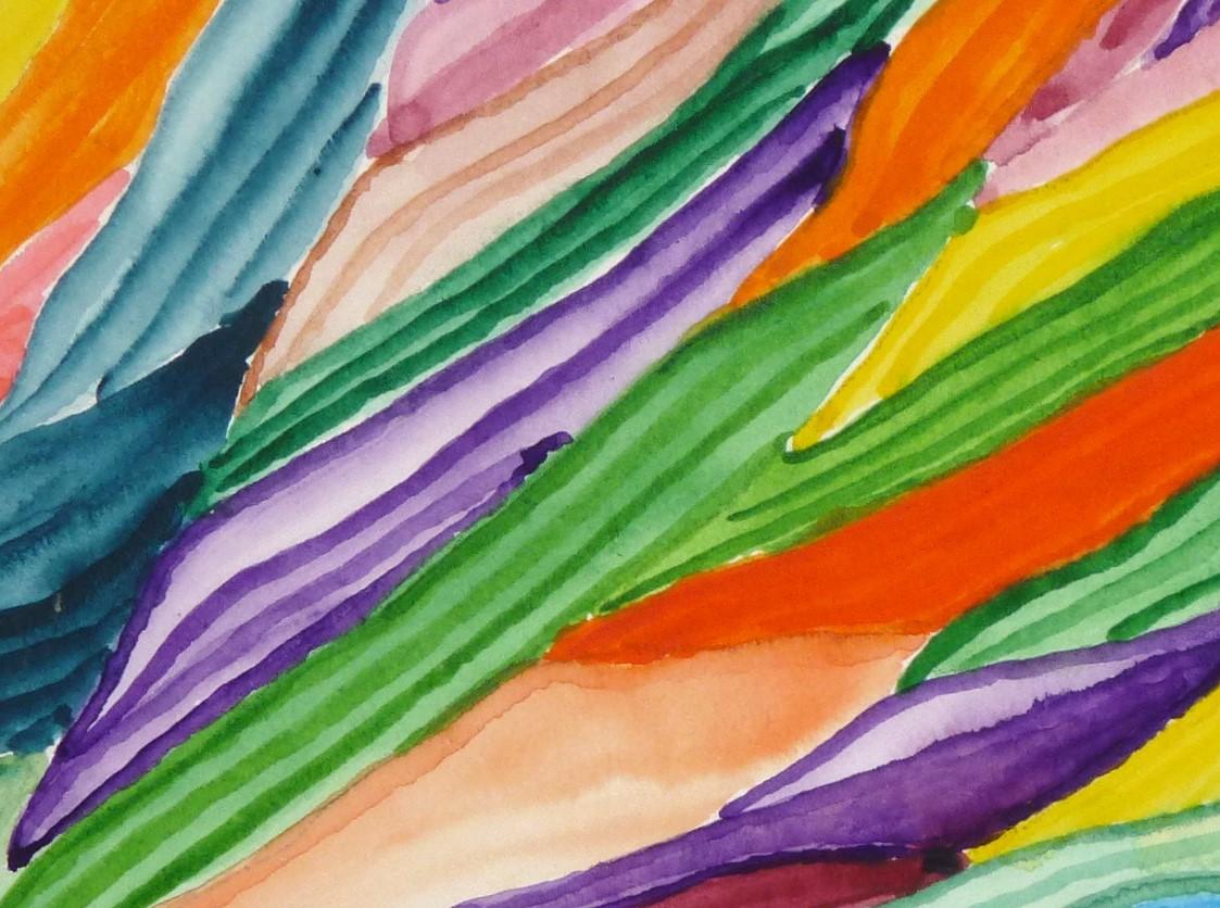 Arte astratta, acquerello vivace - colori vivaci, Kemija, 1980 in vendita 1