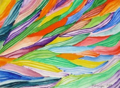 Abstrakte Kunst, lebhafte Aquarellfarben - Rolling Colors, Kemija, 1980