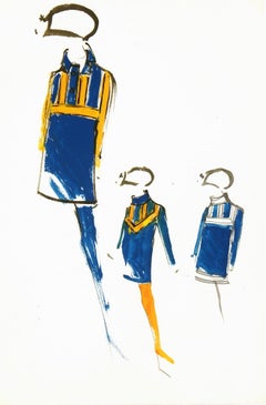 Vintage Balmain French Fashion Sketch - Couture Coat, c. 1960