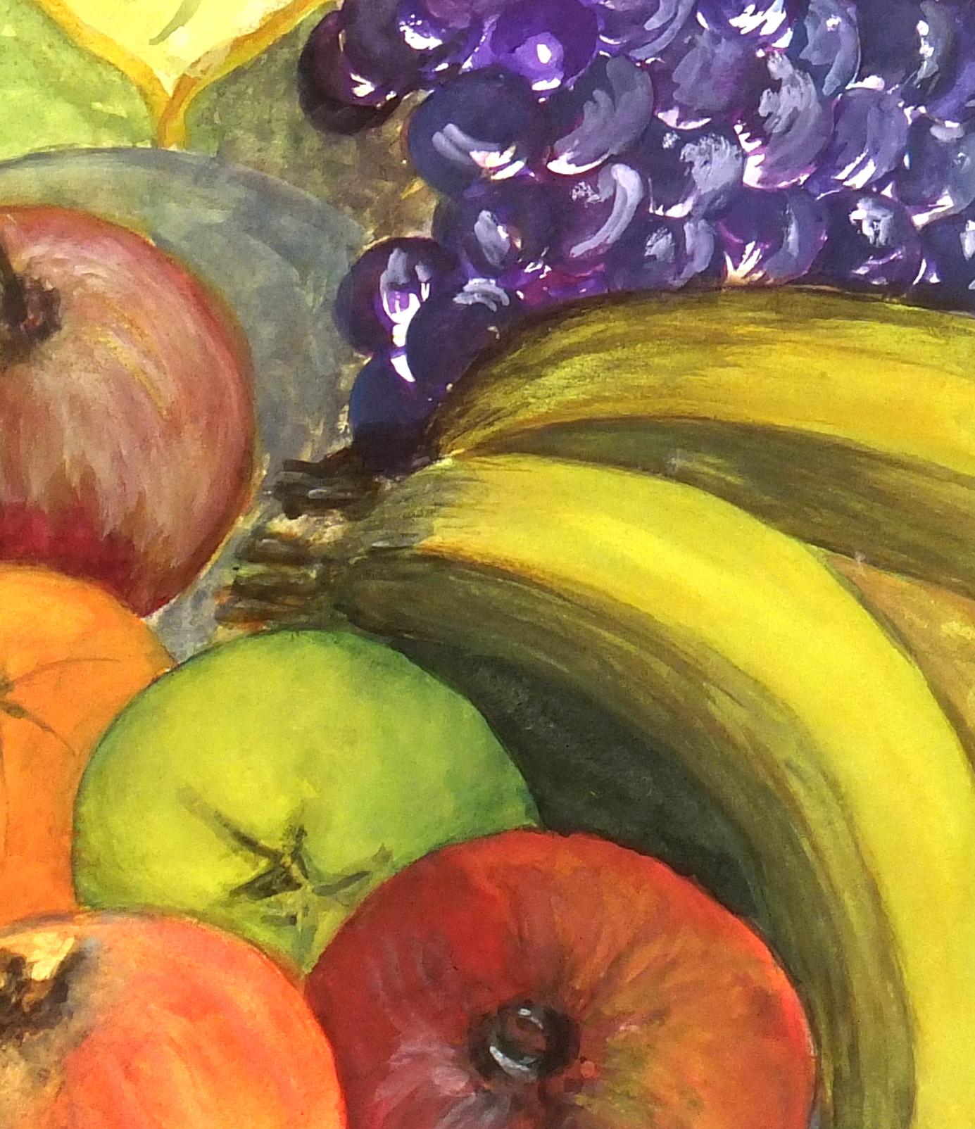 Obstteller Stillleben Aquarell – Art von Unknown