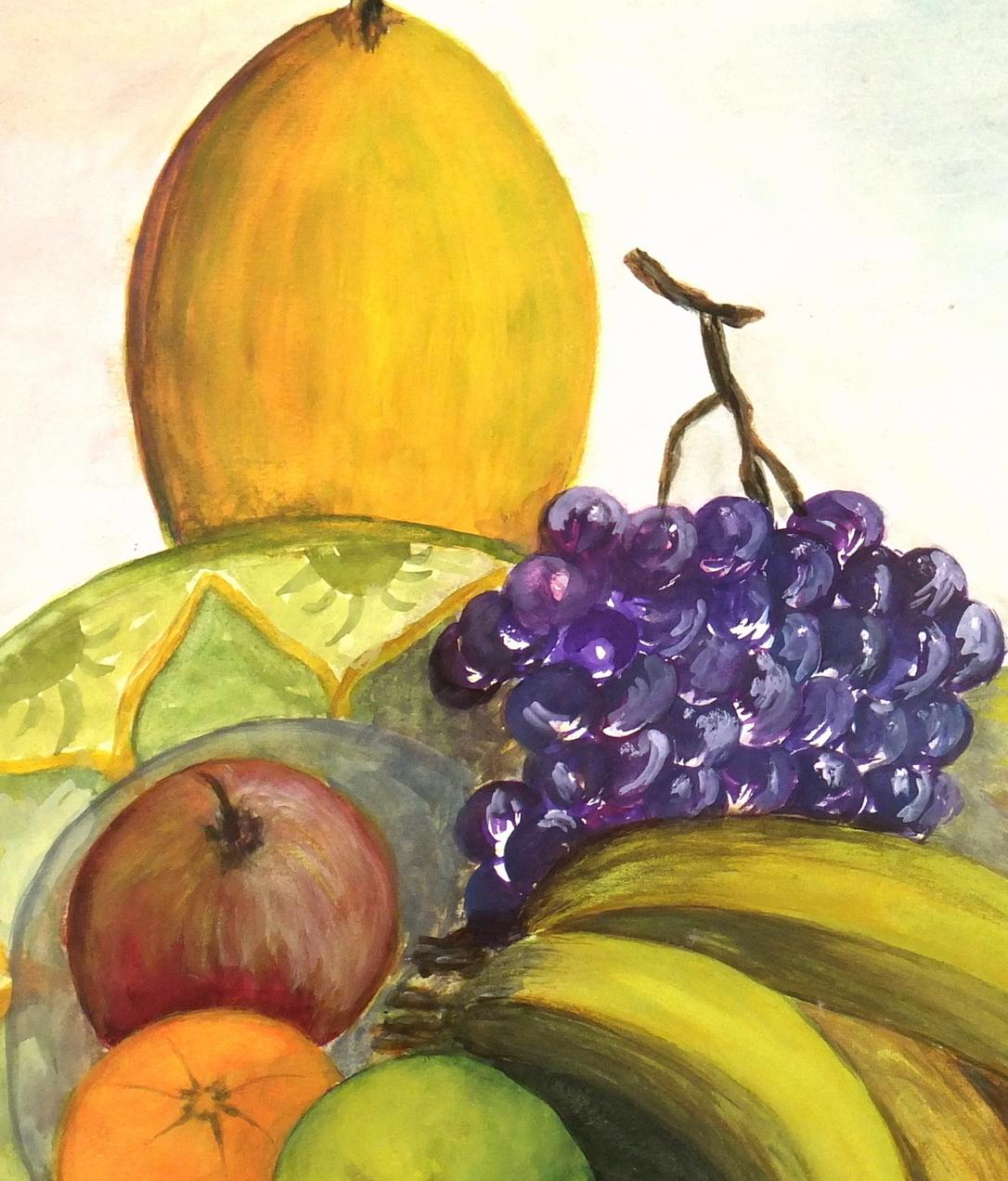 still life drawing fruits