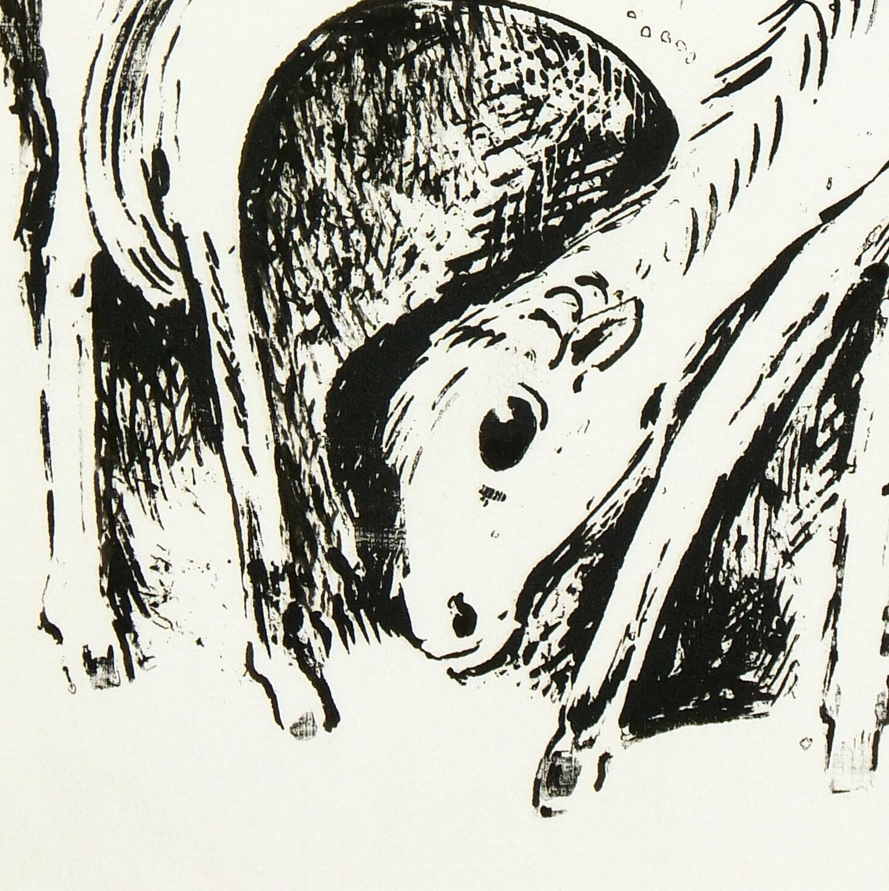 Tableau en bois d'agneau d'art populaire audacieux - Artisanat Print par Leonhardt Wüllfarth