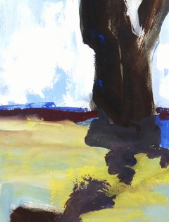 Modern Abstract Landscape with Blues, Greens, and Yellows