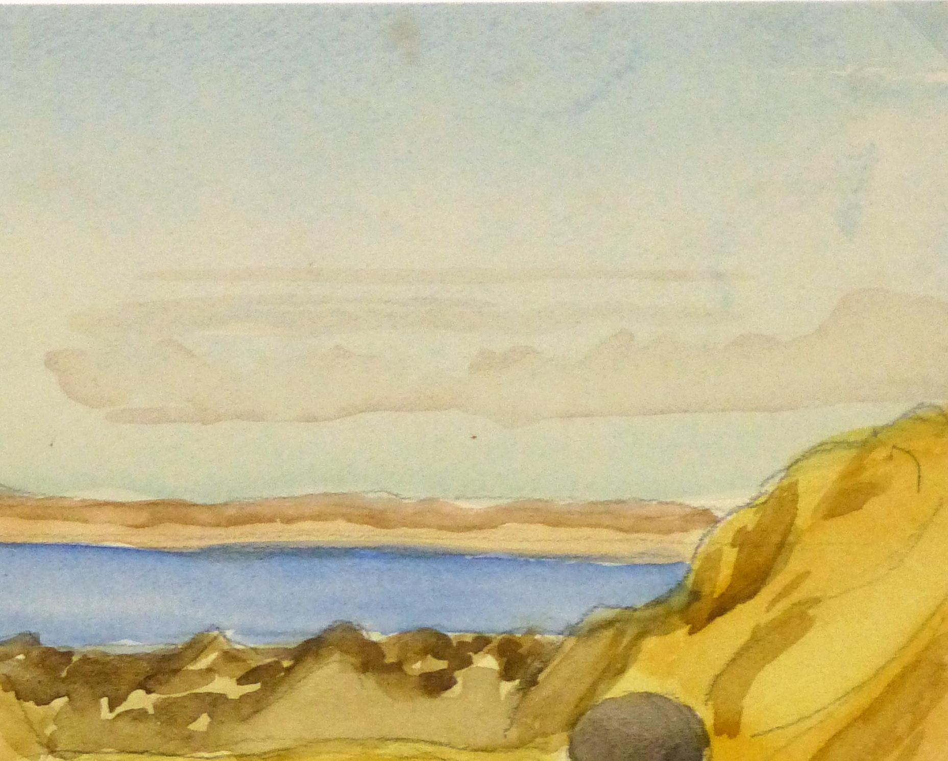 Lake Mead Watercolor - Beige Figurative Art by Unknown