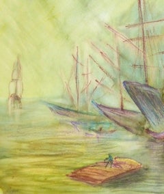 Abstract Watercolor - Painting of Ships