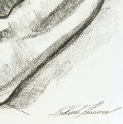 Zeitgenössische italienische Bleistiftzeichnung - Studie eines Ohrs