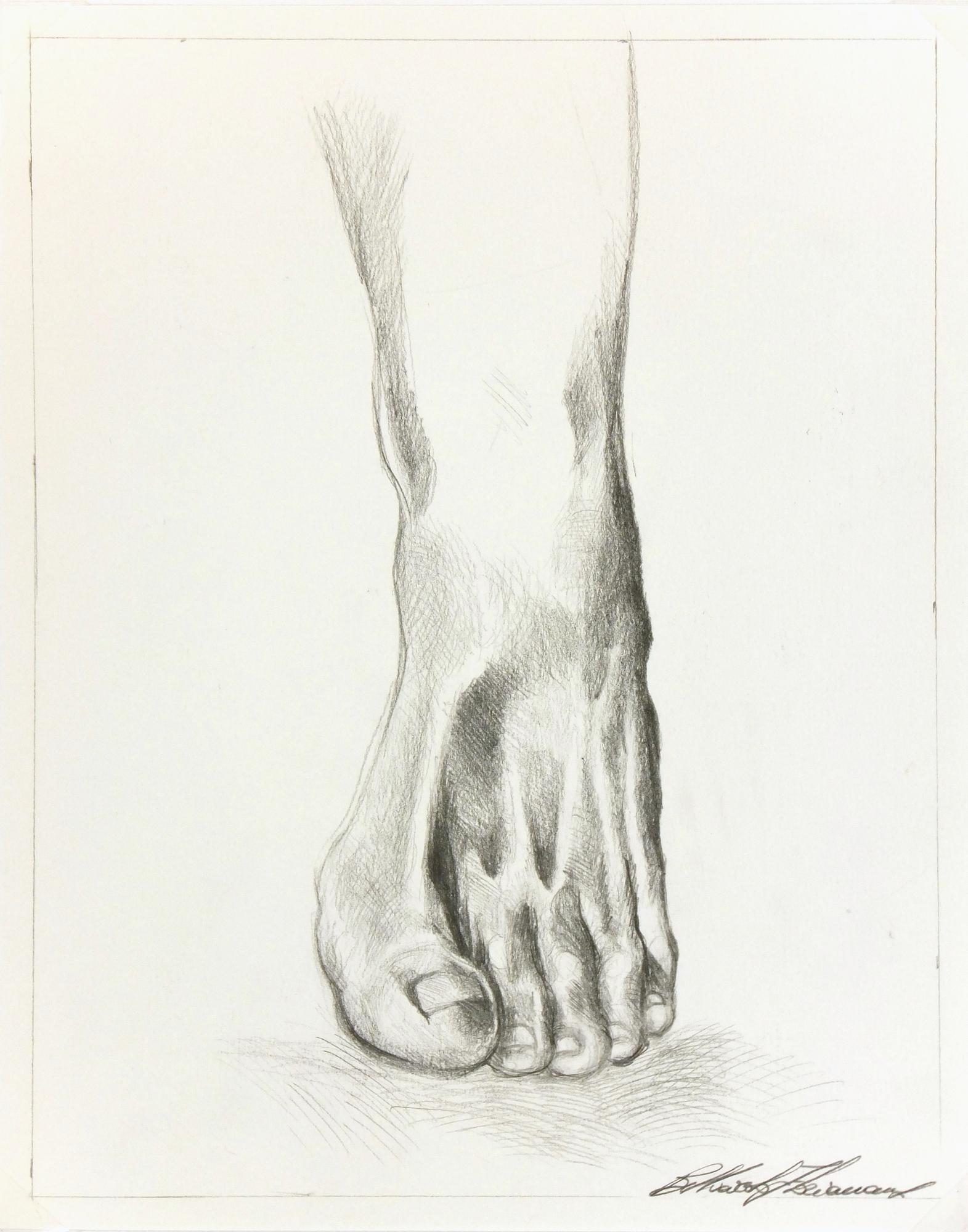 Floriana Belluardo Figurative Art - Contemporary Italian Pencil Drawing - Study of a Foot