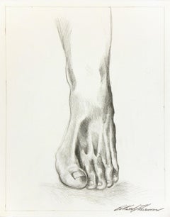 Vintage Contemporary Italian Pencil Drawing - Study of a Foot