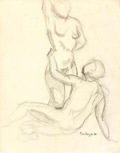 French Nude Sketch - A Couple's Embrace