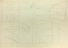 Vintage French Geometric Technical Drawing