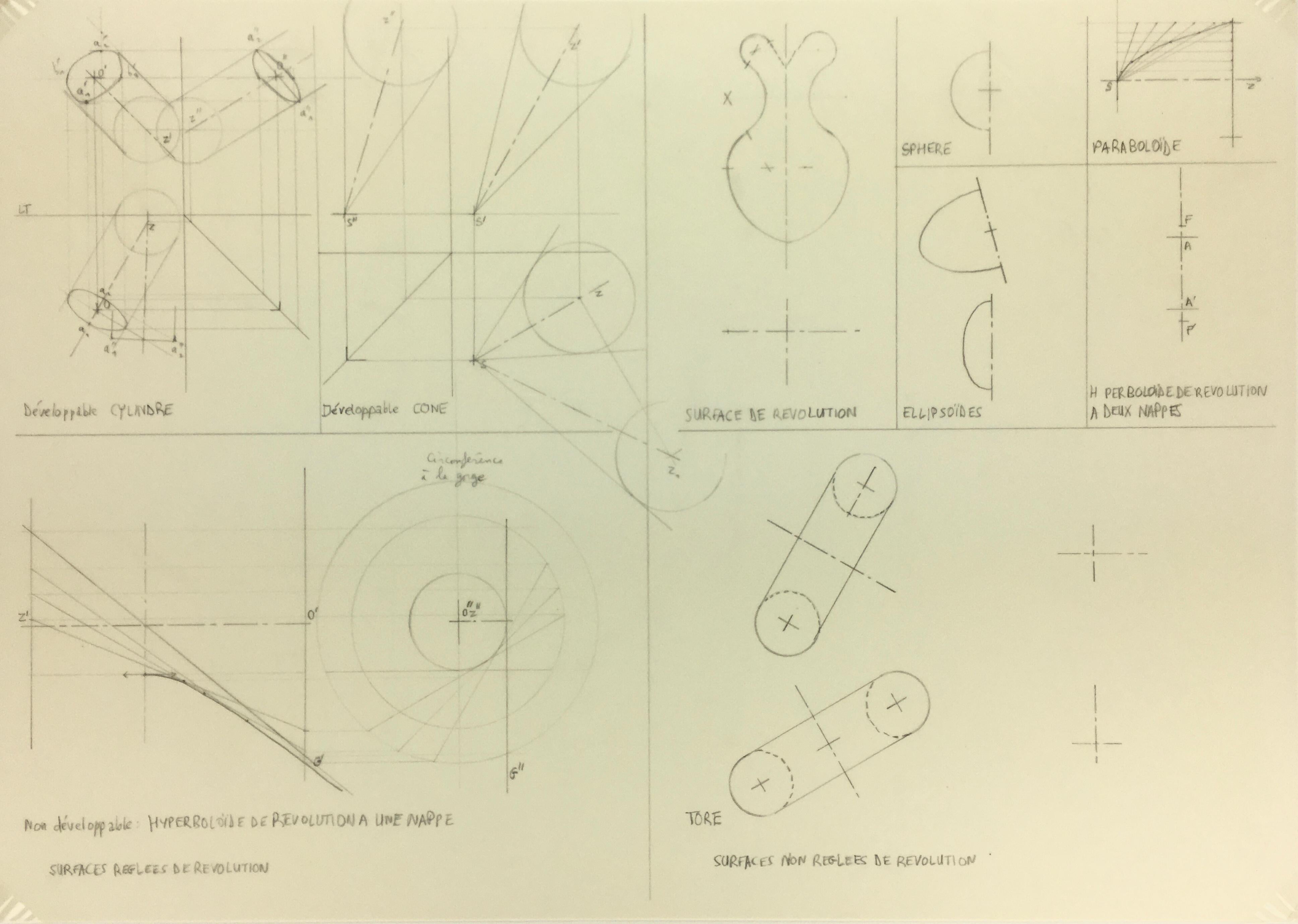 Unknown Figurative Art – Geometrische technische Zeichnung im Stil von Geometric