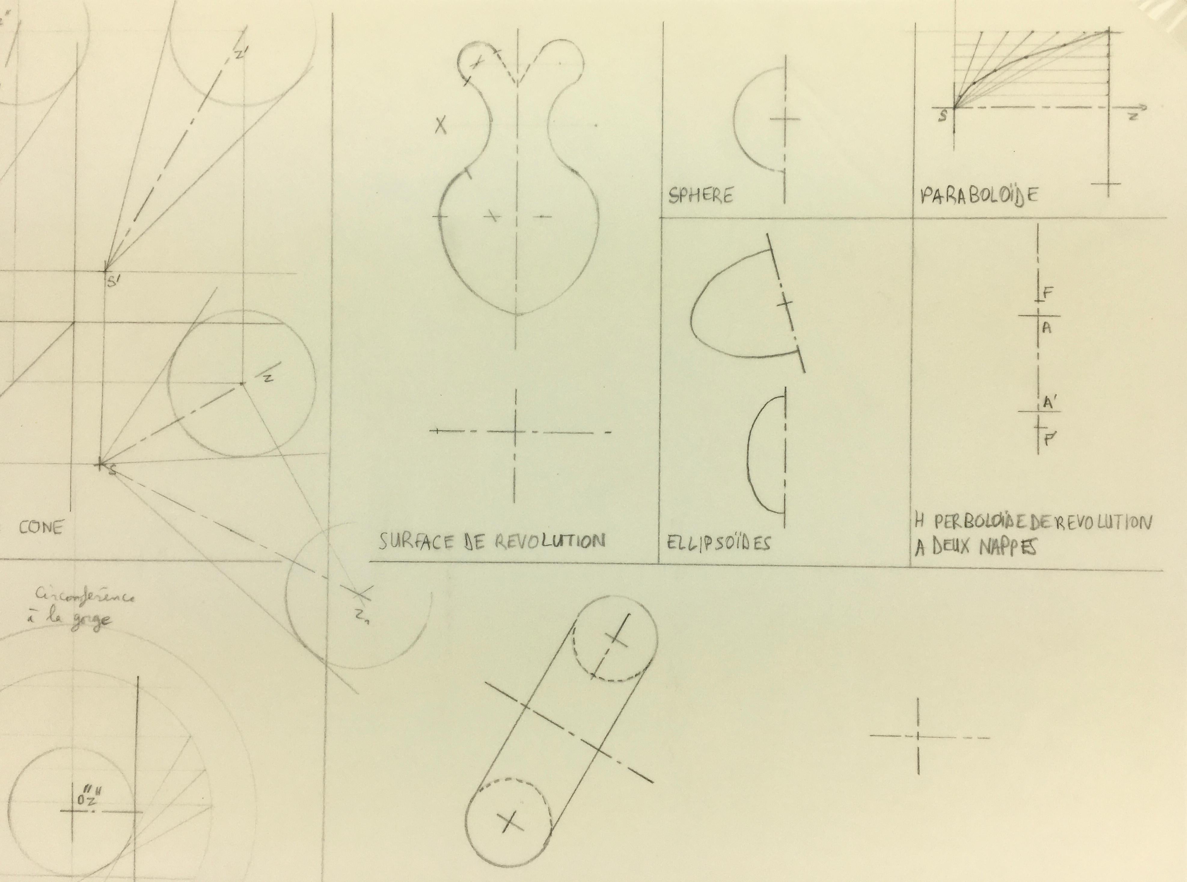 Geometrische technische Zeichnung im Stil von Geometric (Beige), Figurative Art, von Unknown