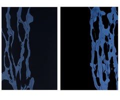 LOOSEN UP YOUR TIES V Blue Black Abstract Form Paper Painting Esther Rosa