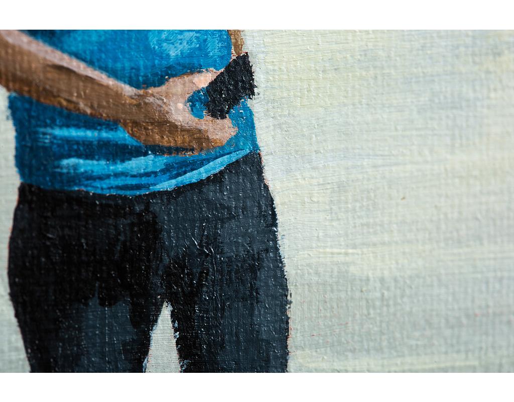 Junge Boy in Blau – Painting von Emma Gomara