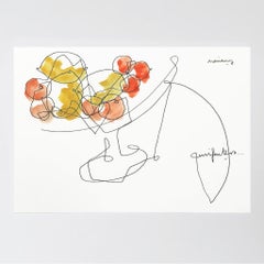 Fruits Vase Watercolor Drawing Mariano Martin Yellow Orange 