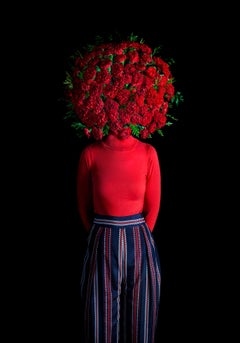 Roots Nº 18 Red Flowers Surrealist Portrait Miguel Vallinas