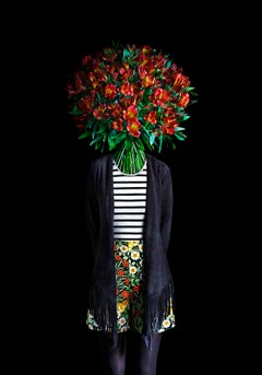 Portrait d'art contemporain de Miguel Vallinas Roots N 20 Photographie noir et rouge