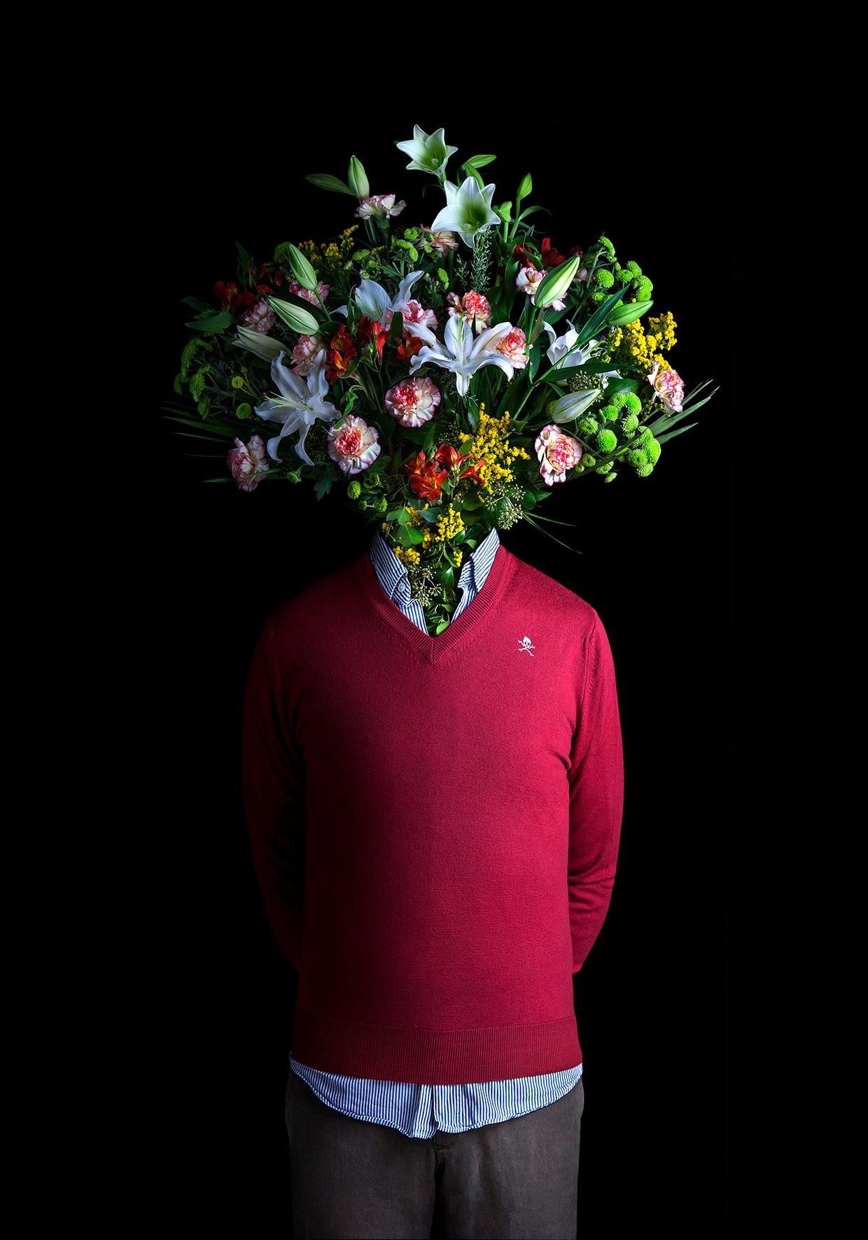 Roots Nº 40 Red Flowers Portrait Surrealist Miguel Vallinas