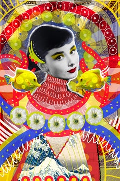 Un pasado mejor Fisch Gelb Rot Blau Peperina Magenta Collage Audrey Hepburn