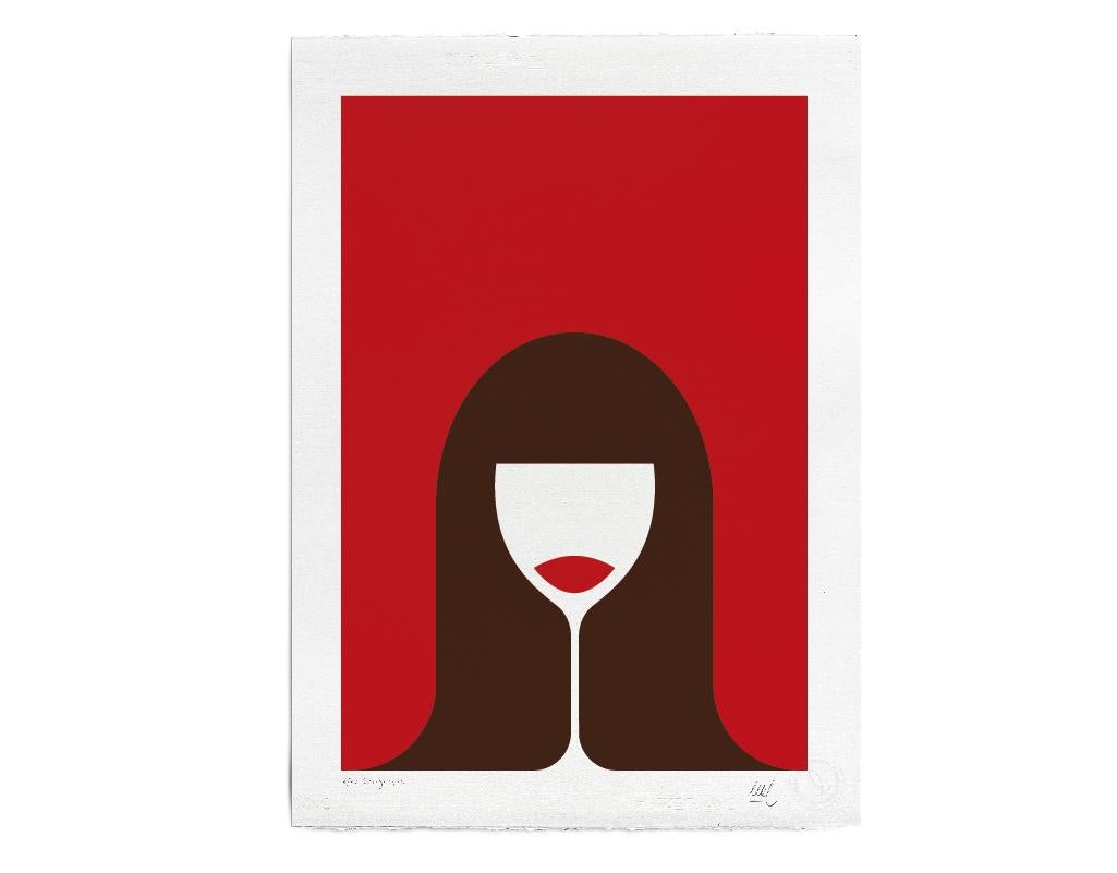 Guillermo Leal Figurative Print - Red Wine