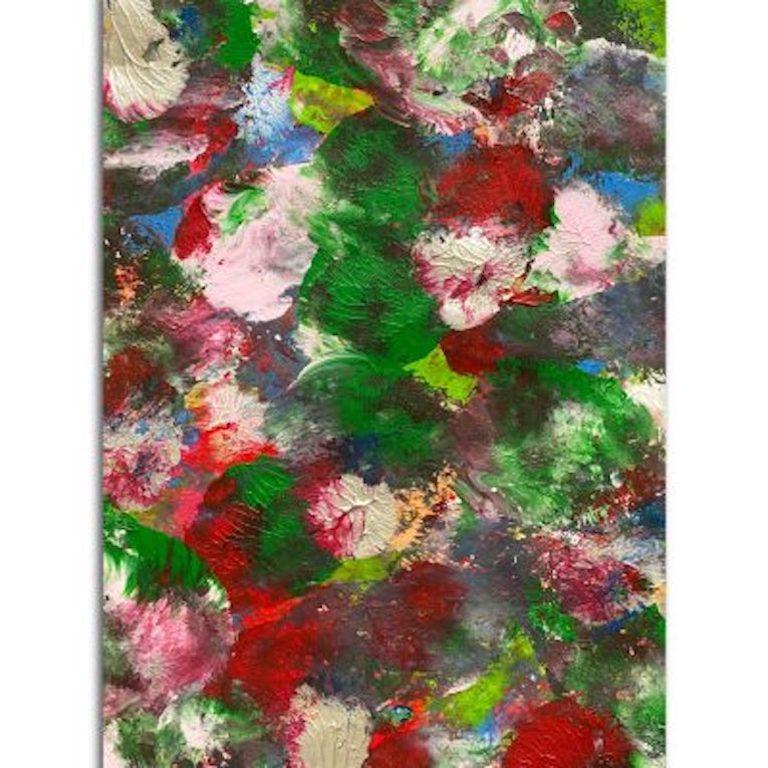 Luigi Rodriguez Abstract Painting - Wildflower Nº 24 canvas flowers Luigi Rodríguez Boxing red green pink action 
