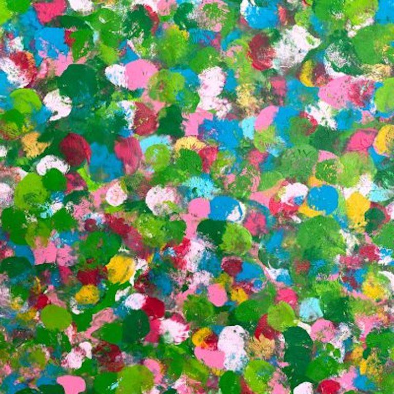 Luigi Rodriguez Abstract Painting - Wildflower Nº 13 canvas Luigi Rodríguez flowers boxing red pink green action 