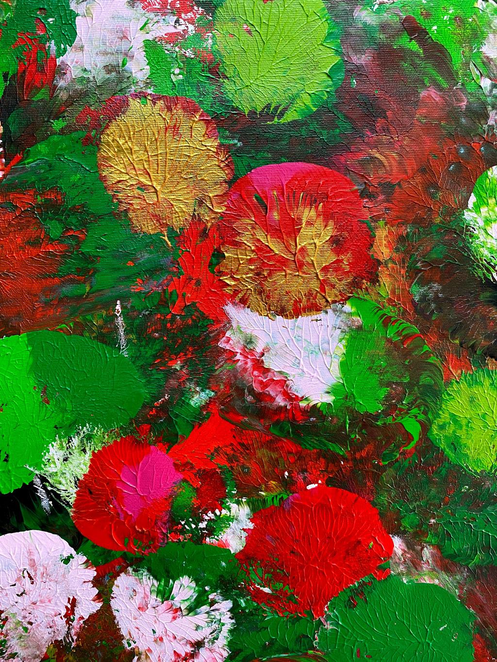 Wildflower Nº 18 Luigi Rodríguez canvas boxing colors flowers red pink green  - Painting by Luigi Rodriguez