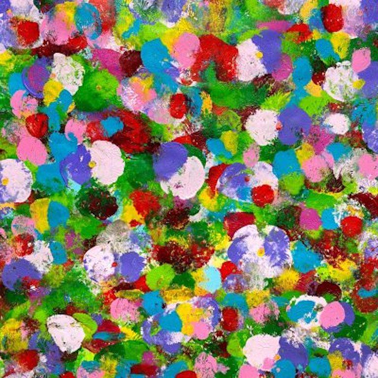 Luigi Rodriguez Abstract Painting - Wildflower Nº 12 flowers canvas colors boxing Luigi Rodríguez action pink red 