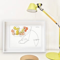 Fruits Vase Watercolor Drawing Mariano Martin Yellow Orange