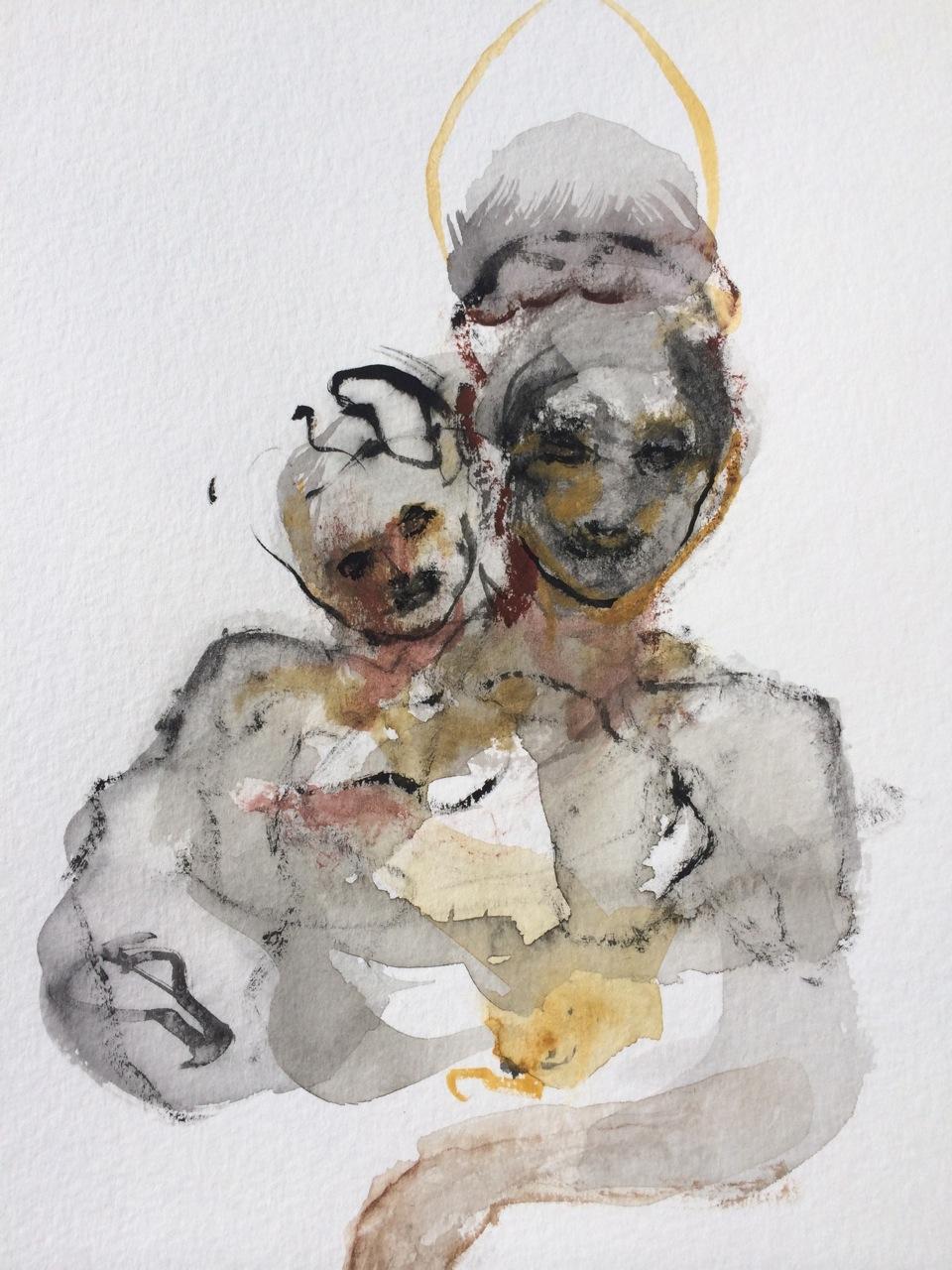 Le père du grand-père en tant que bébé au jardin - Art de Courtney Reid