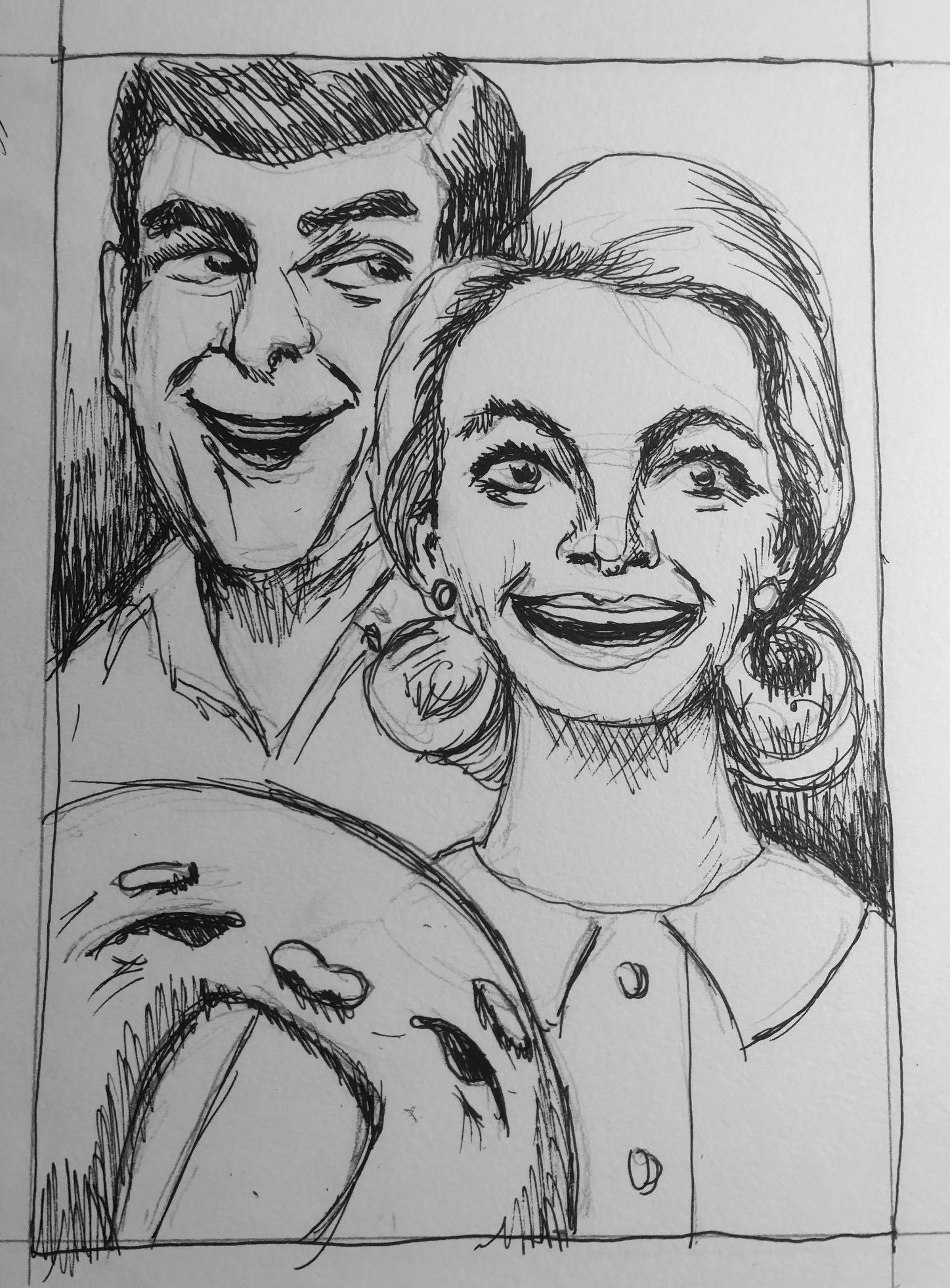 Happy Family Sketch - Art by Carol Powell