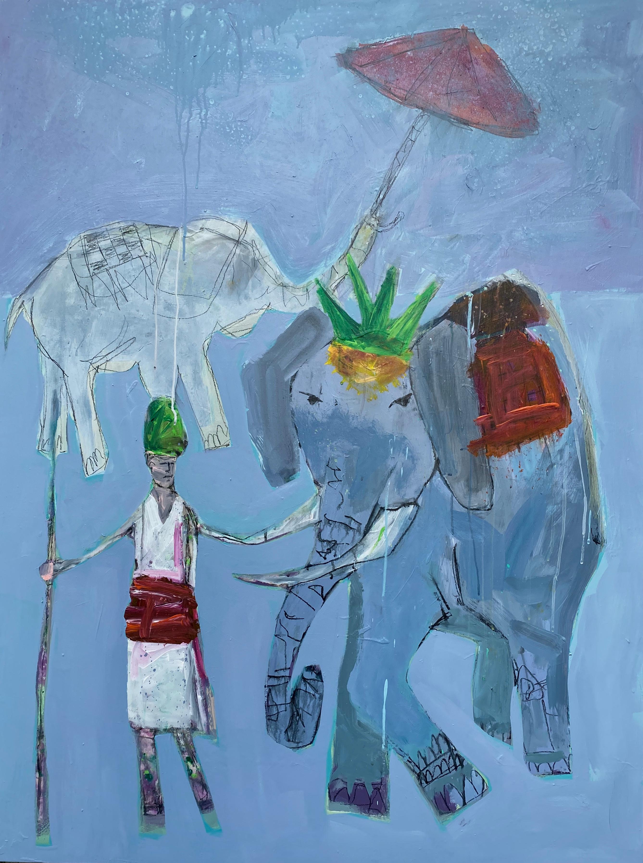 Robin Walker Animal Painting – Elefantenführer