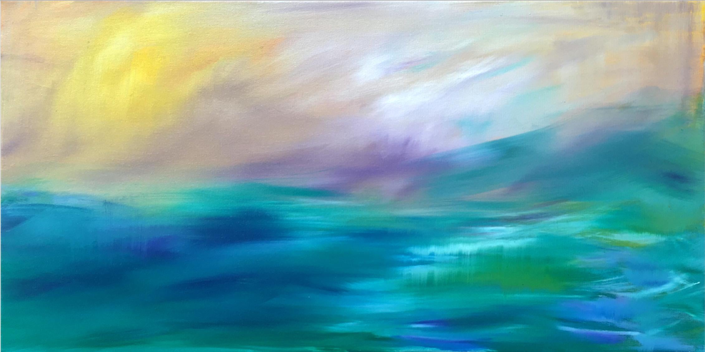 Gloriane Harris Abstract Painting - Coastal Fog and Water