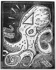 Linocut Octopus
