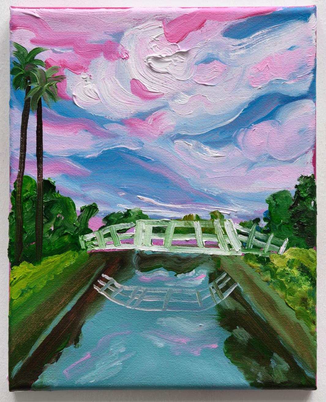 Canal de Venise avec nuages roses bonbons - Art de Susan Lizotte